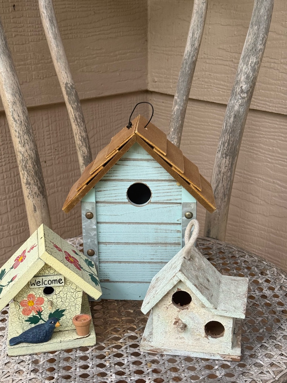 Rustic Decorative Birdhouses Crafts Country Shabby Chic Farmhouse Set of 3